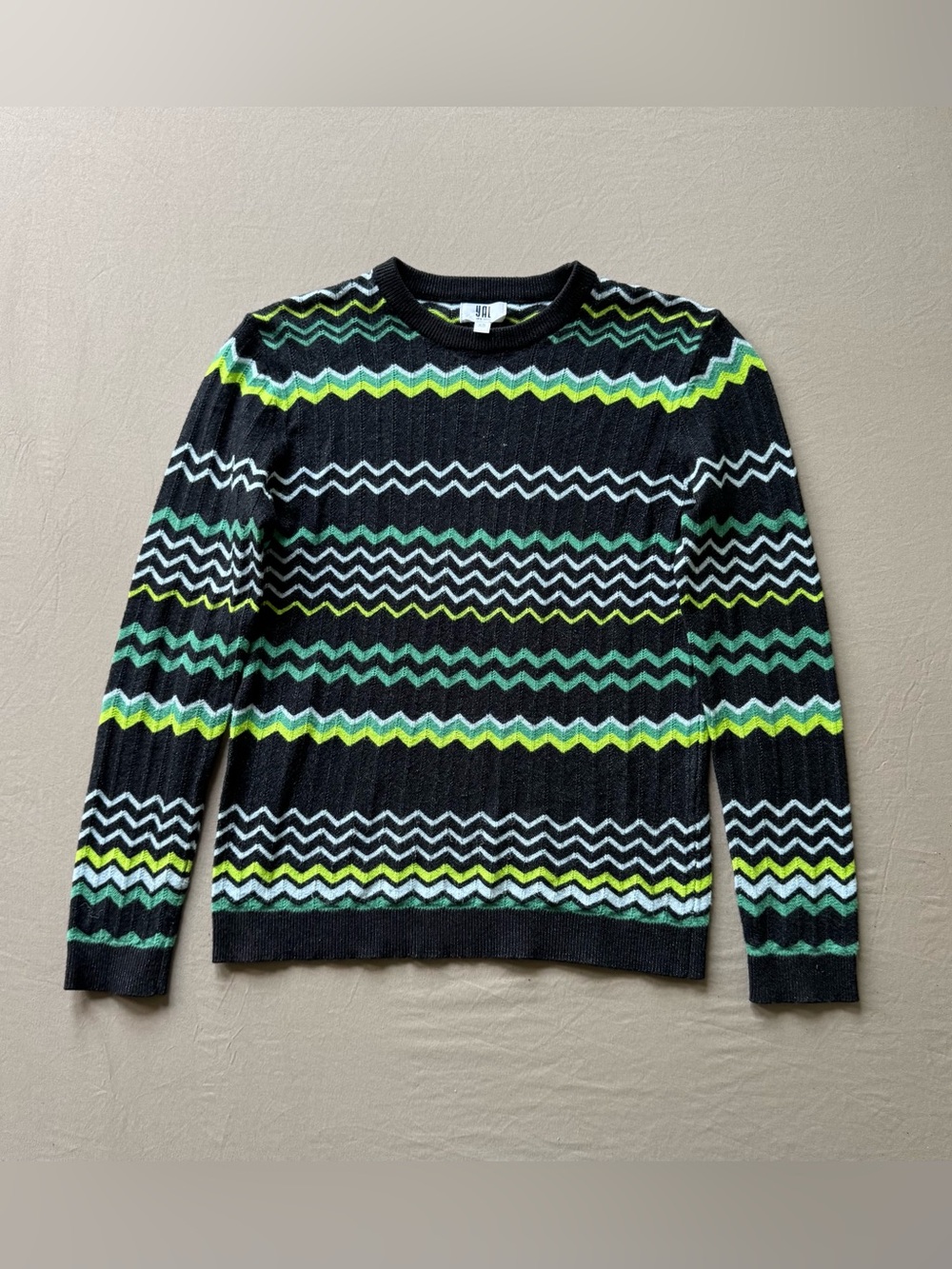 Yal New York Textured Chevron Wave Knit Sweater